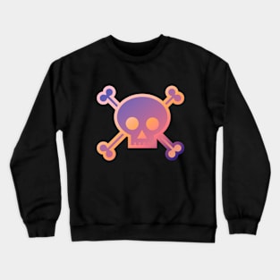 Skull and Crossbones Pirate Flag Purple Orange Gradient Crewneck Sweatshirt